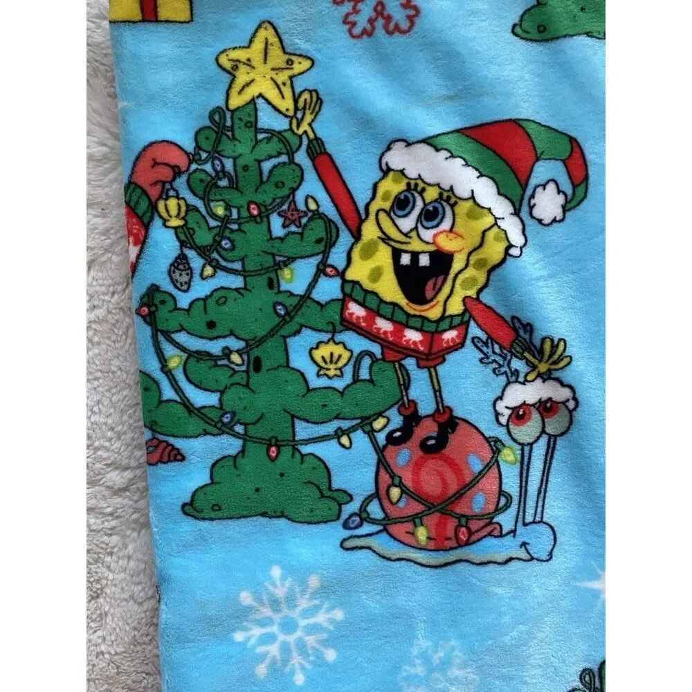 SpongeBob SquarePants Patrick Decorating Christmas Tree Blanket Throw‎ 50 X 70”